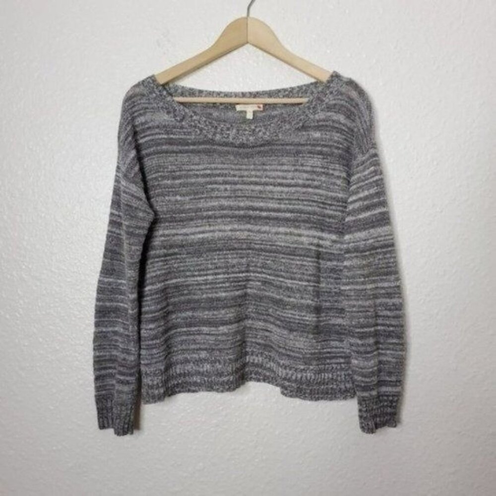 Eileen Fisher Linen Knit Pullover Sweater Gray White Women's Size Small